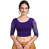 themilestocks Women's Blouses Readymade Gold Stretchable Saree Crop Top Choli Free Size Sparkling