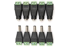 GOSONO 10Pcs/lot Male DC Power Plug Connector 2.5mm x 5.5mm/2.1x5.5 (Screw Fastening Type) Needn't Welding DC Plug Adapter (G