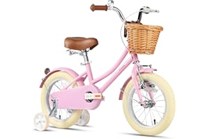 Glerc Little Molly 12-20 Inch Kids Retro Cruiser Bike for 2-13 Year Old with Wicker Basket & Training Wheels/Kickstand, Multiple Colors