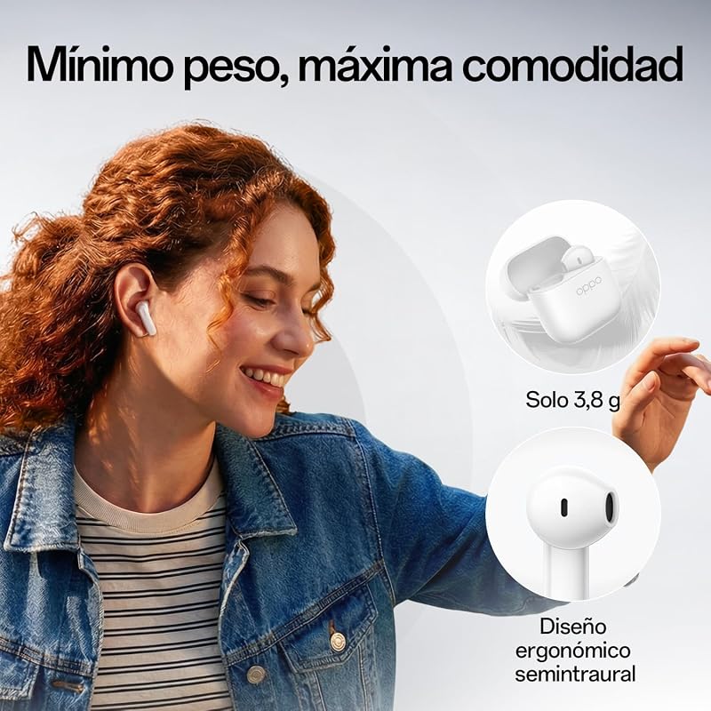 Auscultadores sem fios Enco Buds3, Bluetooth 5.4, IP55 resistente à água, bateria 48 h, tradução por IA, modo de jogo 47ms, branco — foto 2 de 7