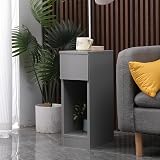 Pantanal Slim 20cm Bedside Table Grey with Drawer Shelf Nightstand view 7