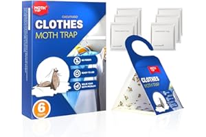 CACUTUSGO 【𝐇𝐢𝐠𝐡𝐥𝐲 𝐄𝐟𝐟𝐞𝐜𝐭𝐢𝐯𝐞】 Clothes Moth Traps with Extra Strength Pheromone Attractant -NonToxic Sticky Glue for Closet and Carpets Bearing Webbing Moths, 6 Pack