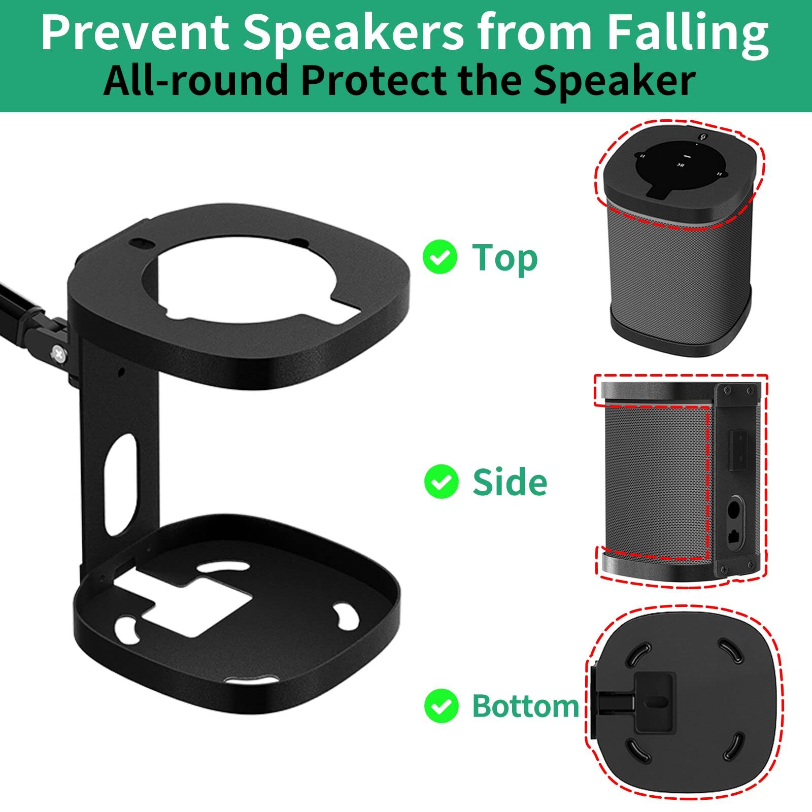 notiela Speaker Wall Mount and Ceiling Mount for Sonos One, One SL, Play 1 Speaker Mount - Swivel & Tilt Adjustable Mounting Brackets for Sonos One, One SL, Play:1 Speaker Mounts, Black