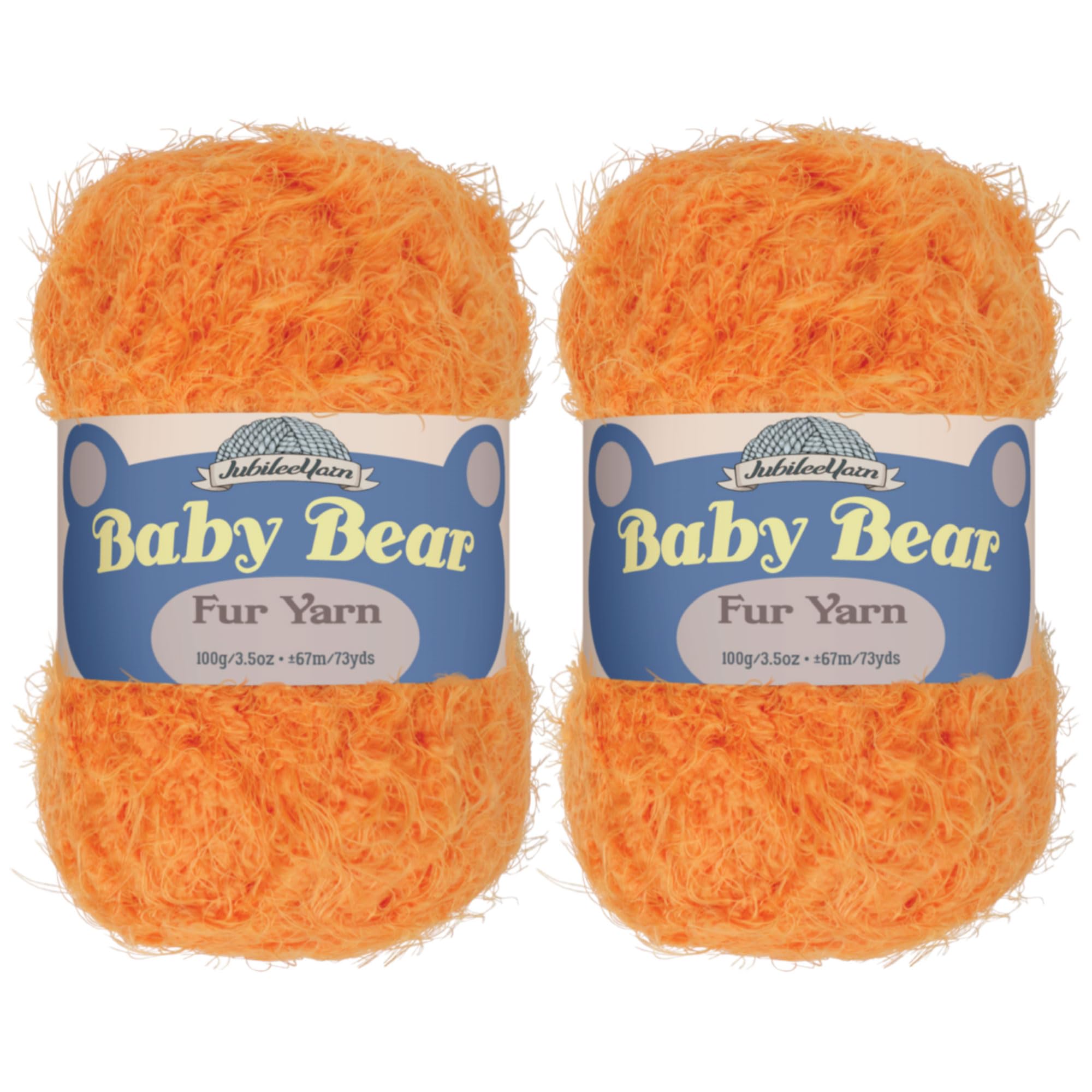 JubileeYarn Baby Bear Yarn - Chunky Weight Polyester Fur - 100g/Skein - Orange Peel - 2 Skeins