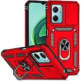 Tothedu Case for Redmi 10 5G Case, Redmi Note 11E/Redmi 11 Prime 5G Case with Slide Camera Cover, Built-in 360° Rotate Ring Kickstand Magnetic Shockproof Phone Cover for Xiaomi Redmi 10 5G Red