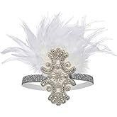 Roaring 20s Great Gatsby Headpiece for Women Art Deco 1920s Flapper Headband Feather