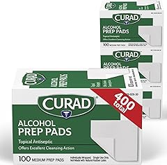 CURAD Alcohol Prep Pads (Pack of 4 Boxes) 400 Pieces of Medium Isopropyl Alcohol Wipes Individually Wrapped First Aid Alcohol