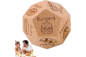 Bilywey 12 Different Sides Food Wooden Dice for Couples Gift Ideas Food Decision Dice Games Christmas Birthday Valentines Day Gifts for Boyfriend Girlfriend Men Women Gifts for Wife Husband