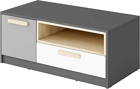 Mirjan24 Tv Lowboard Pok Po11 Fernsehschrank Tv Tisch Schrank Tv Bank Fernsehtisch Board Graphit Buche Ibsen Hellgrau Weiss Amazon De Kuche Haushalt