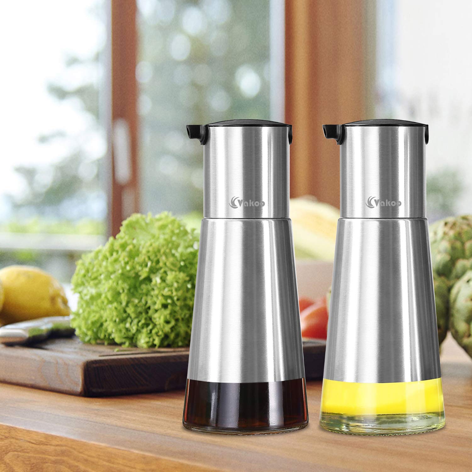 Vakoo Kitchen Oil Dispenser, Stainless Steel Olive Oil and Vinegar