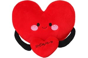 Finebee Red Heart Plush Toy Cute Heart Stuffed Animal Soft Pillow Plushies Kawaii Heart Shape Plushie Valentine's Day Gifts Birthday for Kids Lover Decor 8 inch