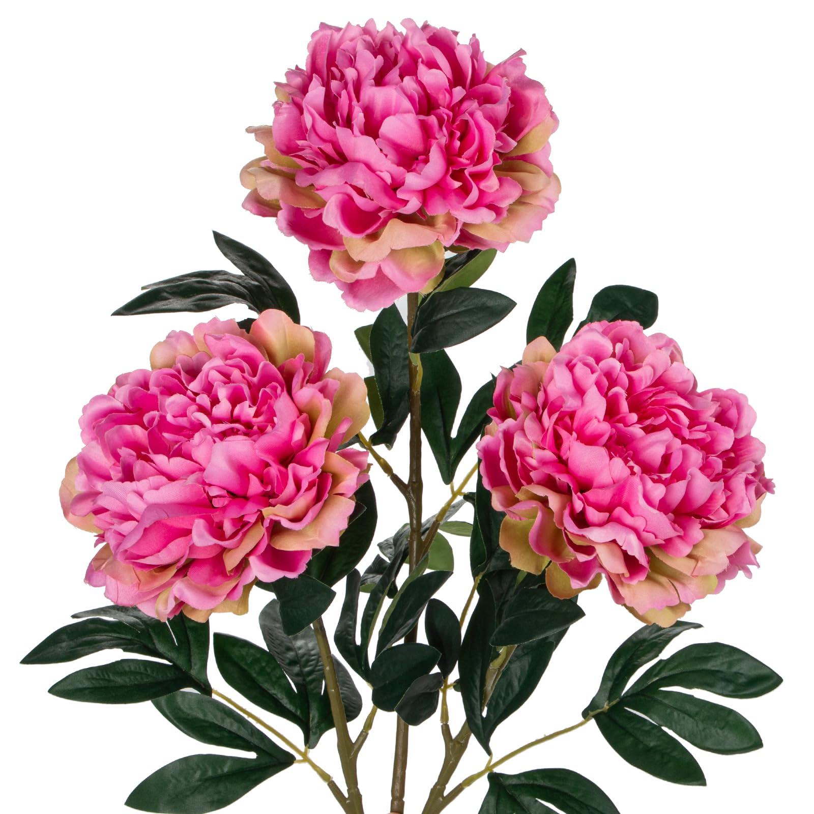 Hollyone 6.3'' Pink Peony Artificial Flowers with 29.1'' Long Stem, 3PCS Large Fake Peonies Decorative Faux Flowers for Autumn Decorations, Home, Wedding, Party, Floral Arrangements