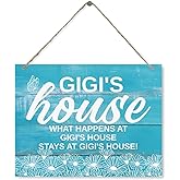 Gigi's House Decor Sign, What Happens at Gigi's House, Stays at Gigi's House Wood Sign, Rustic Daisy Decor Sign, Hanging Wood Decor Sign, Gigi's Gift, Gift For Mother's Day Christmas 15"X11.4"