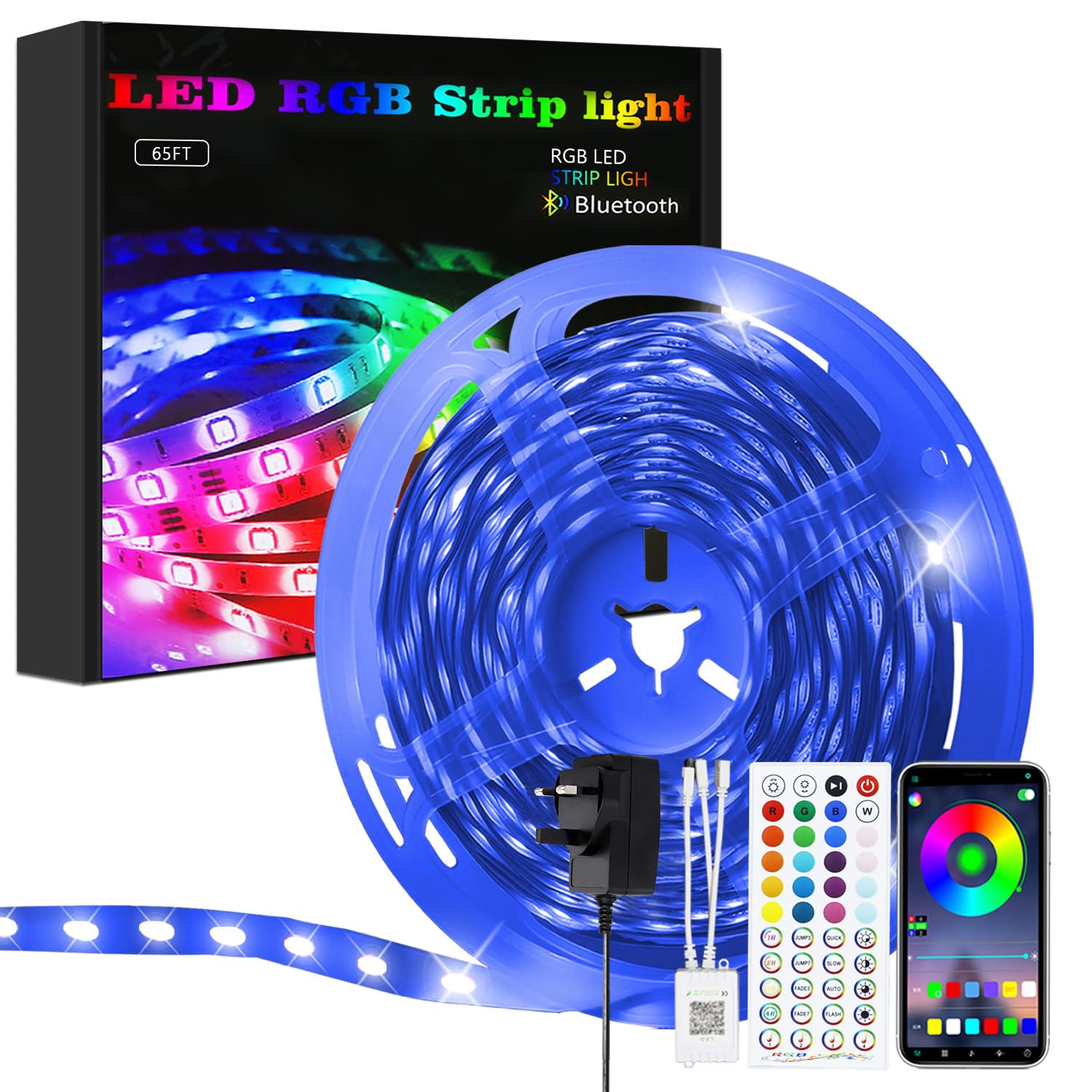 Glitzerlife 20M LED Strip Light RGB - LED Lights Music Sync Colour Changing Flexible 5050 with Bluetooth Smart App Control Remote Strip Lights for Bedroom Room Home Christmas Decoration