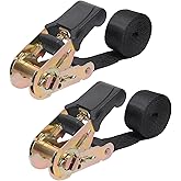 Endless Ratchet Tie Down Straps Heavy Duty Cargo Tie Downs,4FT Sturdy Nylon Black Strap Down Ratcheting Securing Straps, Track Spring Fittings, Tie-Down Motorcycles, Trailer Loads, Kayak (4ft x 2pcs)