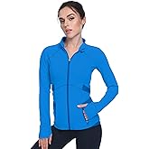QUEENIEKE Women's Slim Fit Workout Jackets - Zip Up Athletic Running Jacket with Color-blocked Mesh & Thumb Holes