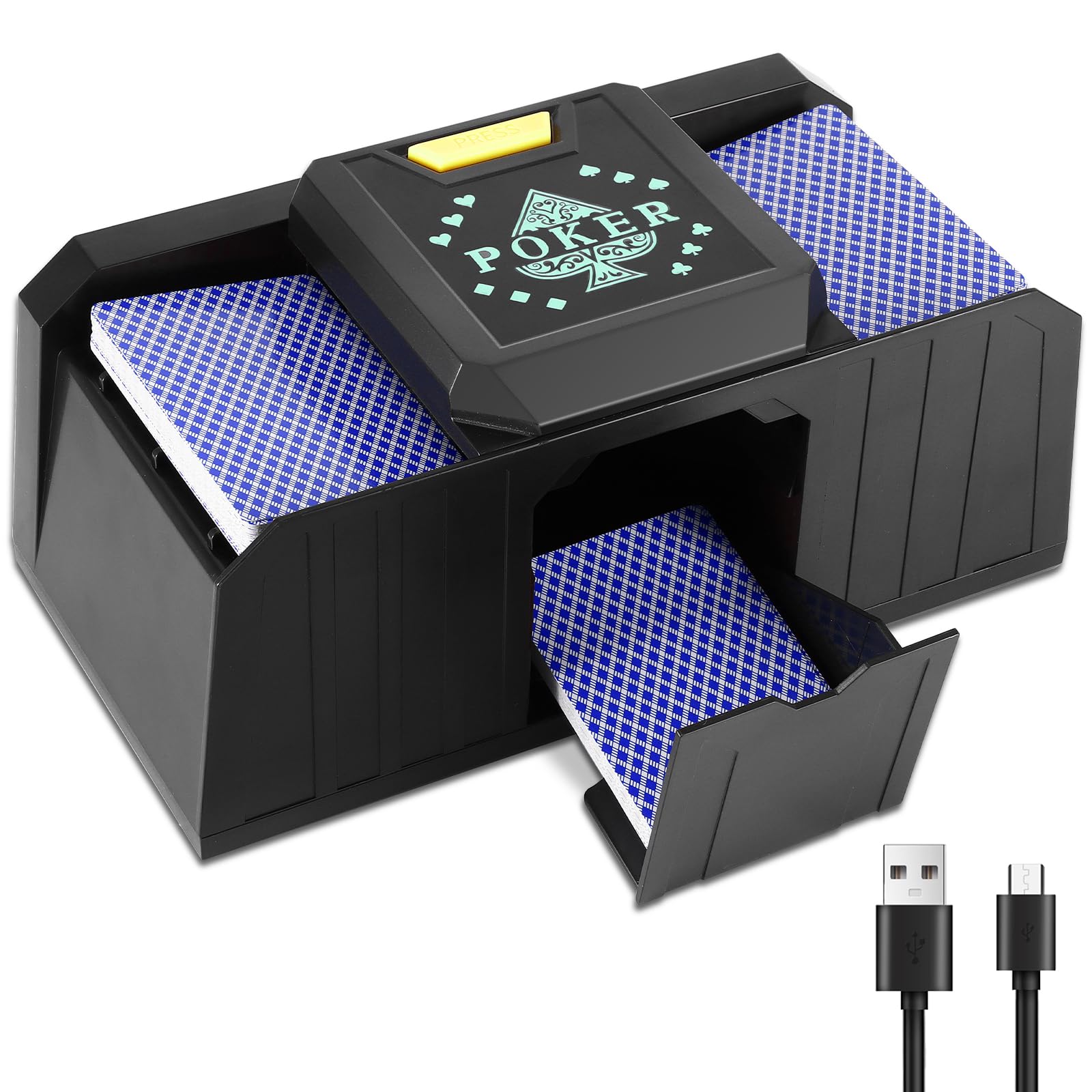 ZONJIE Automatic Card Shuffler Machine 2 Deck, Upgraded silent model Electronic Casino Poker Card Shuffling, USB/AA Battery Operated -One/Two Deck Card Shuffle Sorter, Cards Playing Tool Accessories