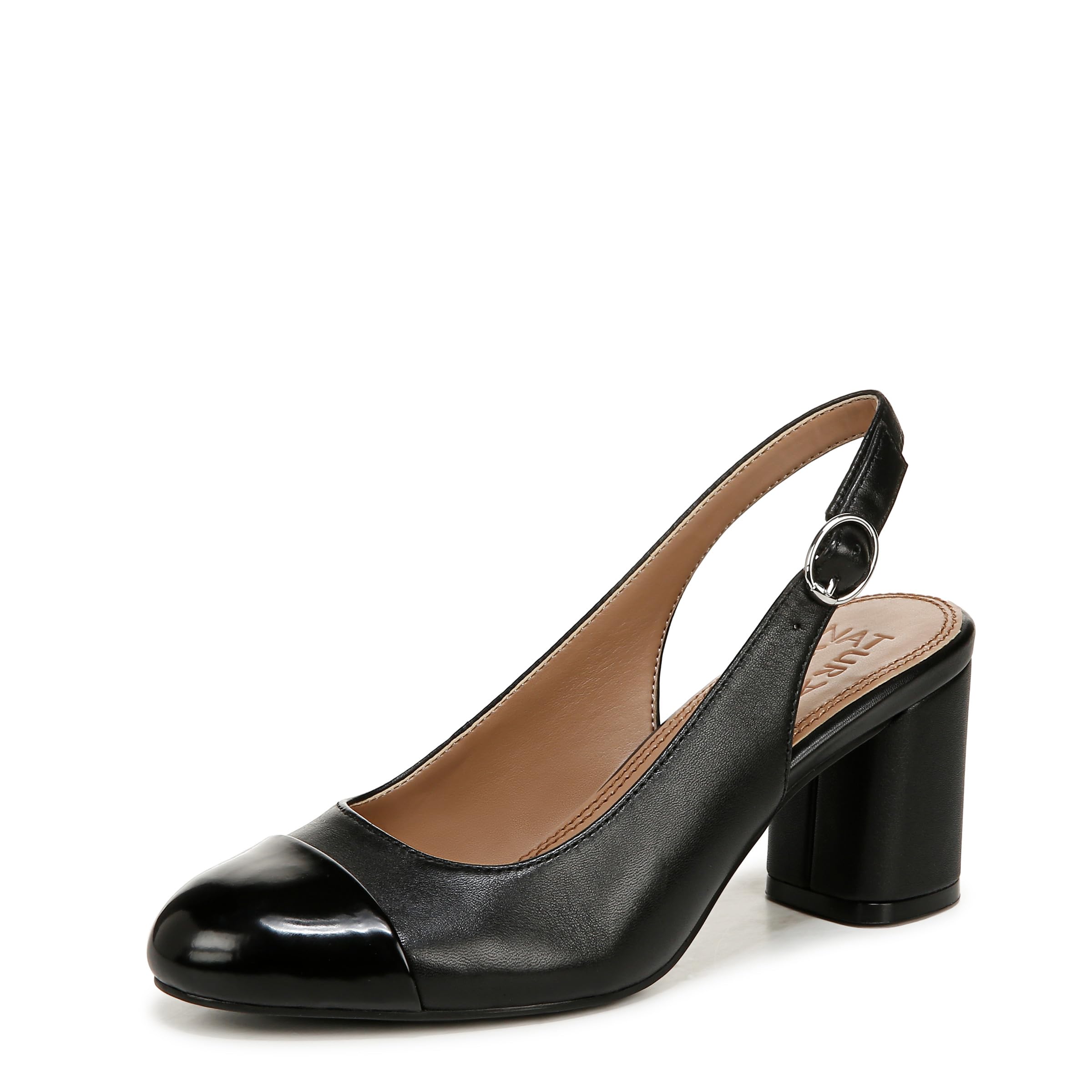 Naturalizer Womens Sophie Cap Toe Slingback Pump Black 7 W