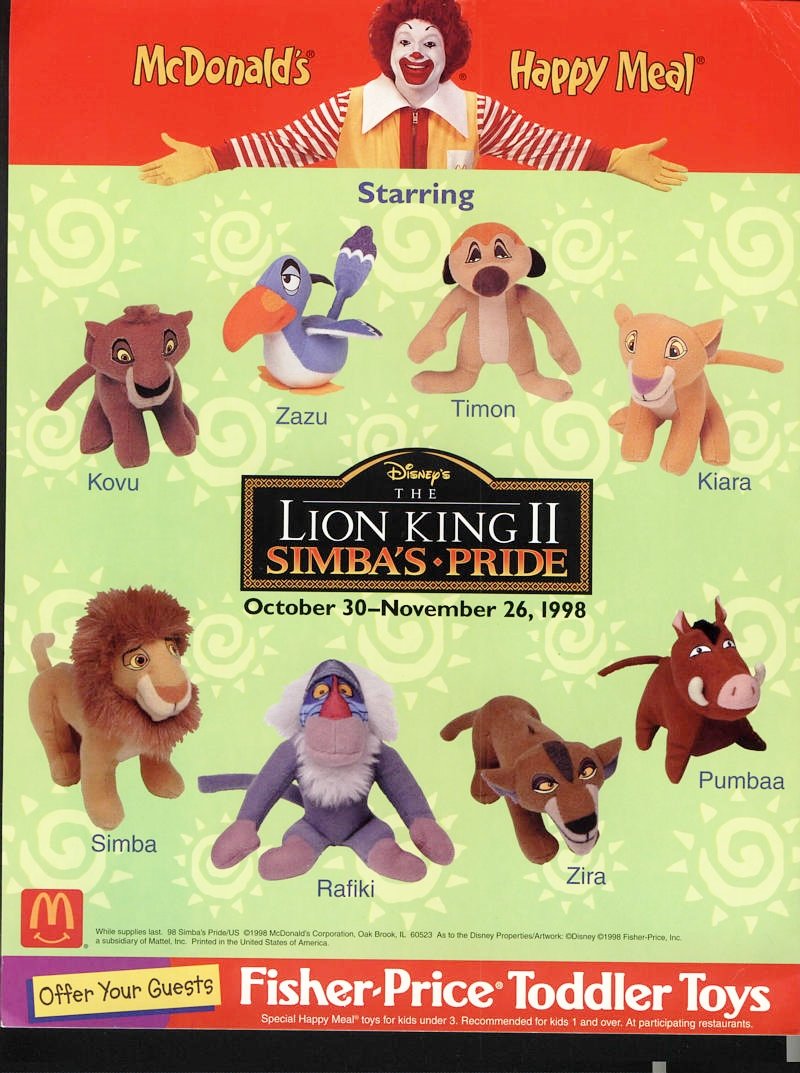 mcdonalds lion king toys rafiki