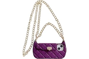 Yatchen for iPhone 15 Pro Max Wallet Case,Crossbody Phone Case with Metal Lanyard Strap Cute Purse Case Flip Credit Card Holder Soft Silicone Girls Lady Handbag Case for iPhone 15 Pro Max Purple