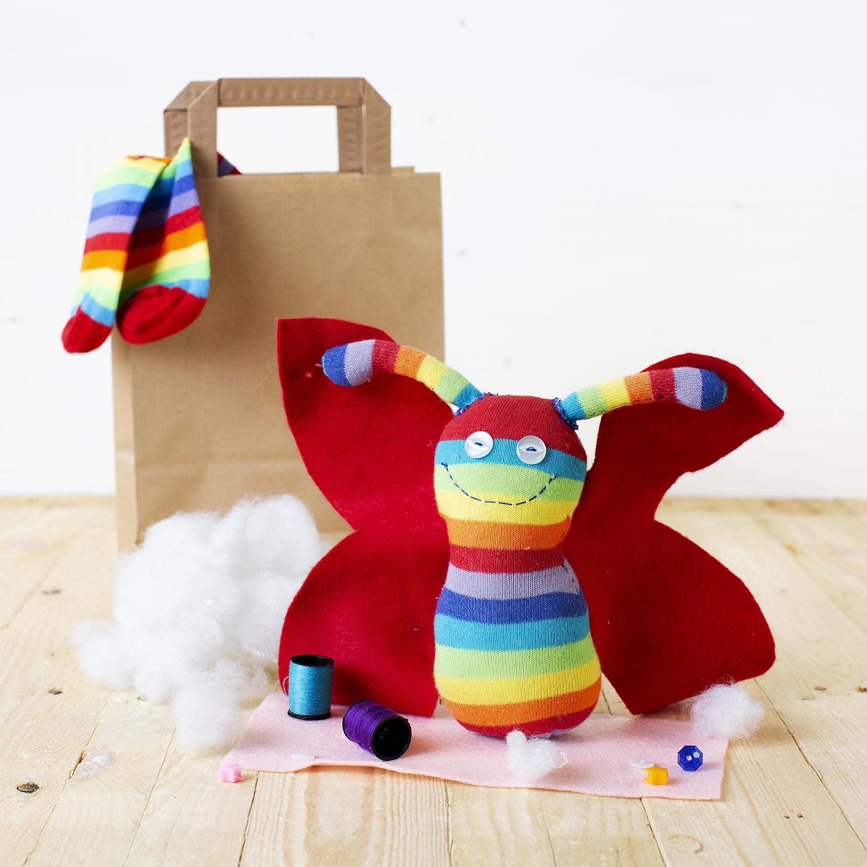Sock Butterfly Craft Kit - Complete Sewing kit to Create Your own Butterfly