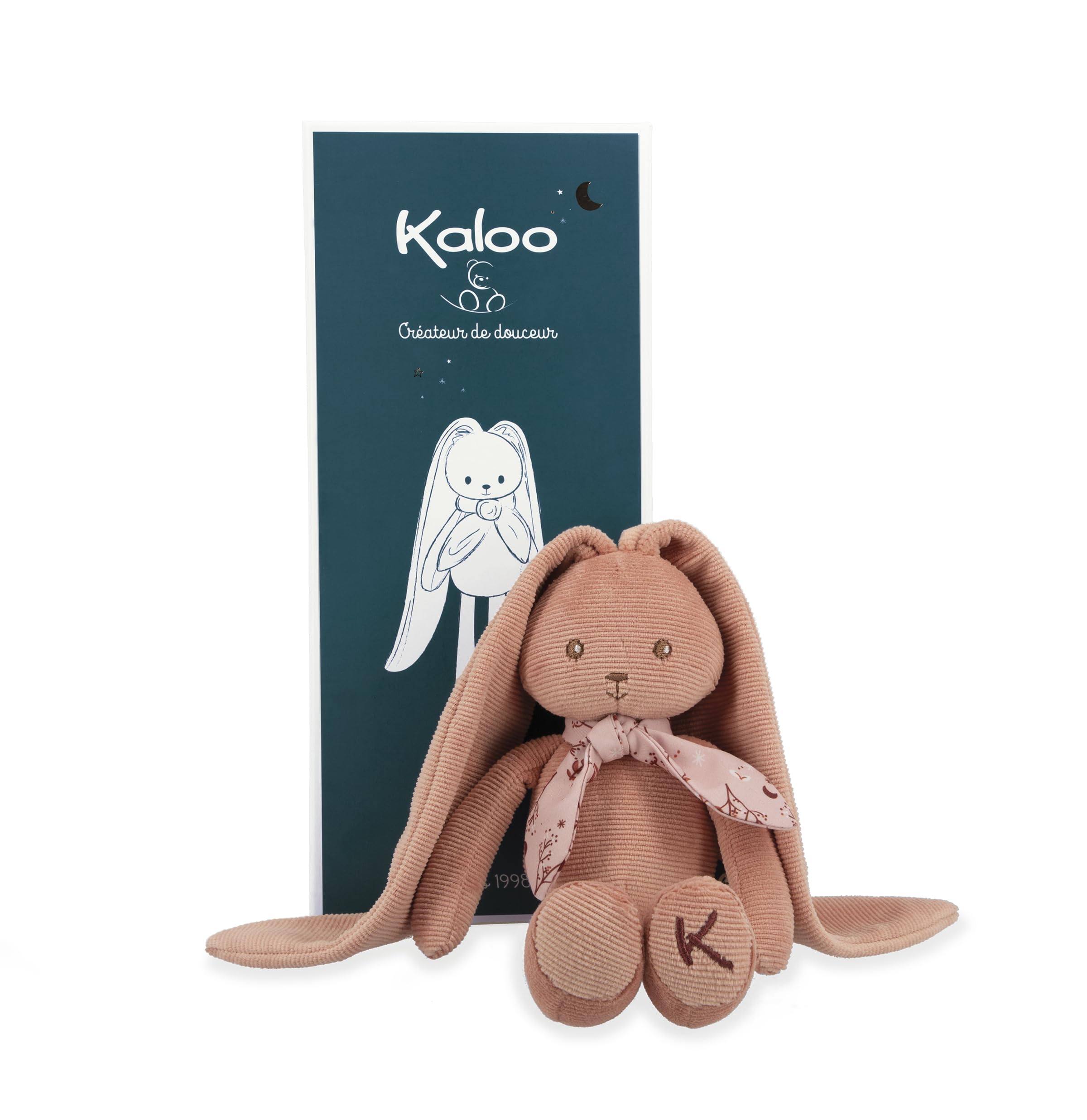 Kaloo - Lapinoo - Rabbit Doll - Baby’s Corduroy Soft Toy - 13.8"/35 cm - Terracotta Colour - Ultra-Soft material - Gift Box - From Birth Onwards - K972201
