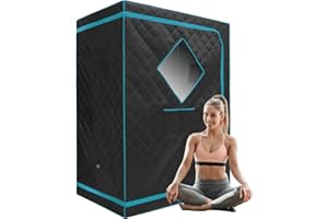 ZONEMEL Full Size Sauna Tent, Portable 1 or 2 Person Full Body Home Spa for Relaxation, Detox, Steamer not Included (L47.24 x W31.5 x H63,Green Border)