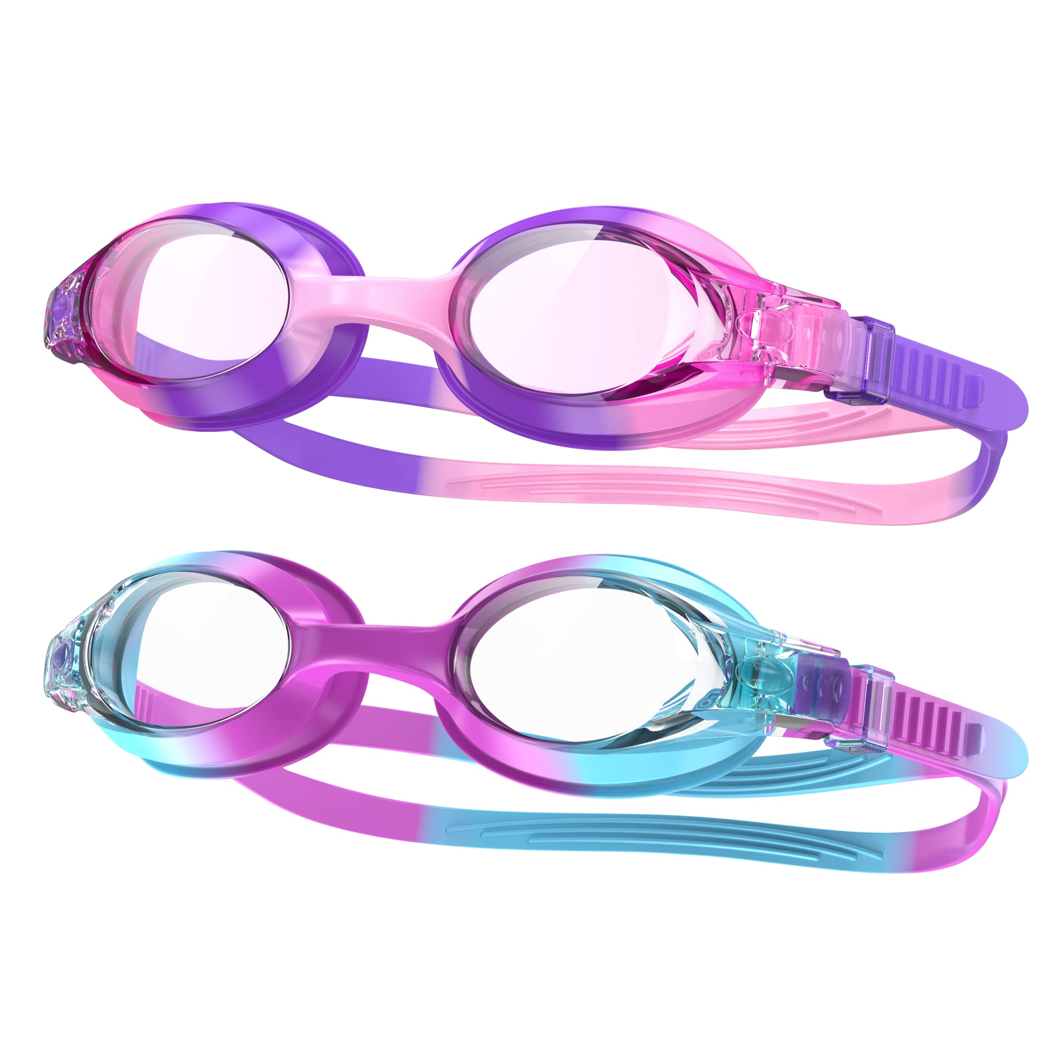 Findway Kids Swimming Goggles,Girls Boys Children Swim Goggles, Leakproof Anti Fog Lens Silicone Protection Swimming Goggles Kids for 3-14 Years Old,Pink+Purple(2-pack)
