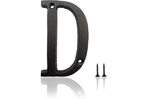 HOMUS 5 Inch House Numbers, Cast Iron House Numbers for Outside, Address Numbers for Houses, Farmhouse, Garage, Shop, Offices, Hotel, LETTER D