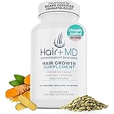 Hair Plus MD Hair Growth Supplement, 120 Capsules – Supports Hair Growth & Density – Dermatologist-Developed with Collagen & Vitamins – Gluten-Free, Toxin-Free, Non-GMO – 1 Month Supply