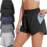 BALENNZ Women's Athletic Workout Shorts with Zipper Pockets Activewear Elastic Waist Gym Running Shorts