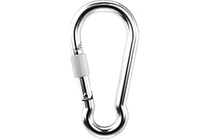 KINLINK 1 Pack Screw Locking Carabiner - 4.00 inch Heavy Duty Carabiner Clips, 304 Stainless Steel Large Caribiner for Camping, Swing, Hammock, Hiking, Weight Lifting Machine, Home Gym Equipment