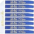 Bachelorette Party Bride Tribe Sash Set:1 Bride to Be Sash and 9 Bride Tribe Sashes Fit Bridal Shower Decorations Wedding Party Favors (Blue,10 Pcs Sash)