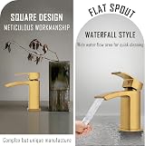 Hapilife Basin Taps Mixer Waterfall Brushed Gold 1 Hole Mono Cloakroom view 4