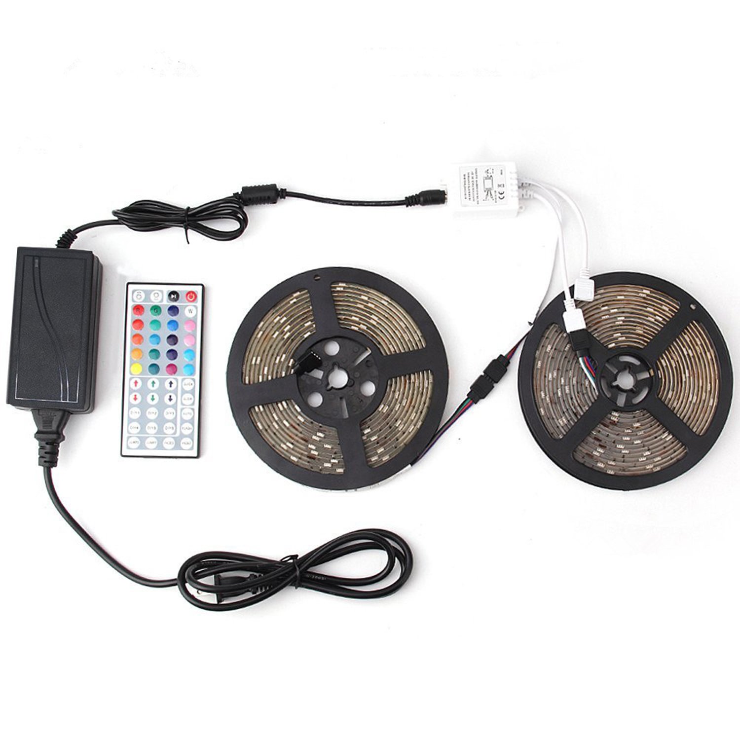 BUNO LED Strip Lights Kit,32.8FT/10M 5050 RGB 300 Leds With 44 Key Remote Controller DC 12V Power Supply And Double Side Strong Adhesive Tape For Bedroom,Living Room,Kitchen,TV Backlight