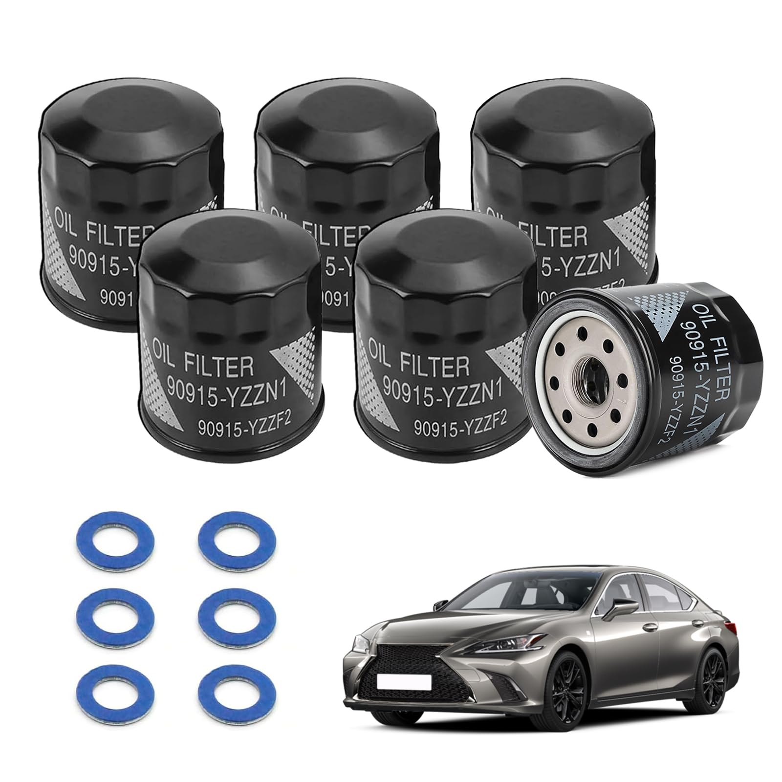 Photo 1 of 6PCS 90915-YZZN1 Engine Oil Filters with Drain Plug Washers Compatible with Toyota Corolla 1.8L 1993-2021, Camry 2.2L 1992-2001, Prius 1.5L 2001-2009, Yaris 1.5L 2006-2019, Matrix 1.8L 2003-2008