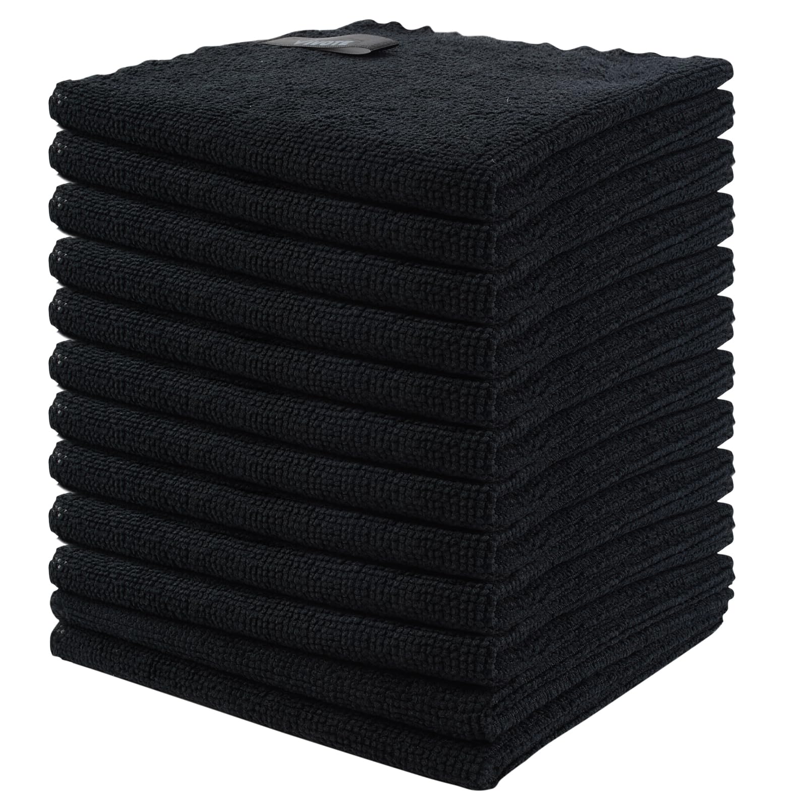 VIVOTE Microfibre Cleaning Cloths, Reusable Dish Cloths for Washing up, Kitchen Cloth, Microfibre Kitchen Dish Cloth, Multi-functional Dust-proof Cloth 25cm X 25cm, 12 Pieces (Black)