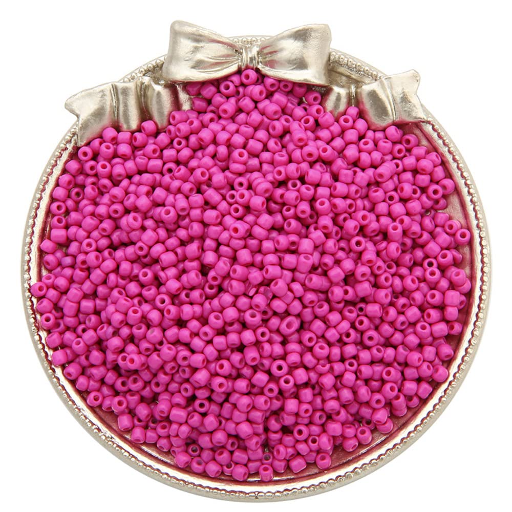 Pack of 300 4 mm Round Glass Beads, Mini Glass Seed Beads, Handmade Glass Seed Beads, Scattered Beads, for Handmade DIY Production, Bracelet, Necklace, Beads, Jewellery Accessories, Rose Red