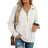 BLENCOT Womens Oversized Sweatshirt Half Zip Fleece Pullover Long Sleeve Fall Side Slit Tops