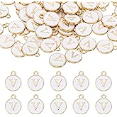 uxcell Letter Charm Enamel Letter Pendants, Alphabet Pendants Double Sided Bead Charm for DIY Bracelet Necklace Pendants Earring Jewelry Making