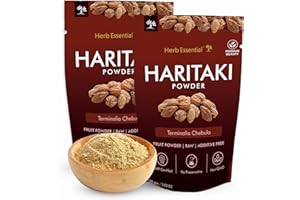 Herb Essential Organic Haritaki Powder, 7.04 oz (0.44 lbs), 100% Pure & Natural Terminalia Chebula Powder for Herbal Use, Non-GMO, Vegan, Pharaben Free, GMP Certified Sourced from India