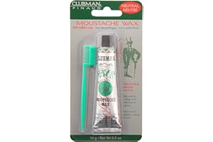 Clubman Pinaud Moustache Wax with Free Brush/Comb Applicator, Neutral, 0.5 Ounce (Pack of 6)