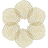 Sweet Elegance&reg; Coasters Set of 6 Hollow PVC Coaster Cup Mats Thanksgiving Table Ornament Decorations for Home Festival (Gold Flowers)