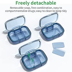 2 Pack 3 Compartment Small Pill Box, Moisture Proof