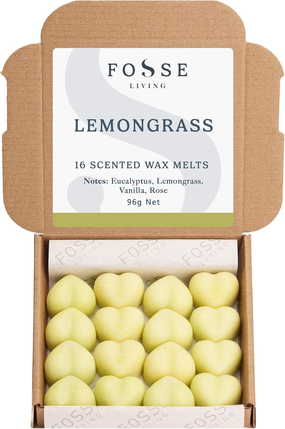 Fosse Living Lemongrass Soy Wax Melts 16 Pack | Vegan & Plastic Free