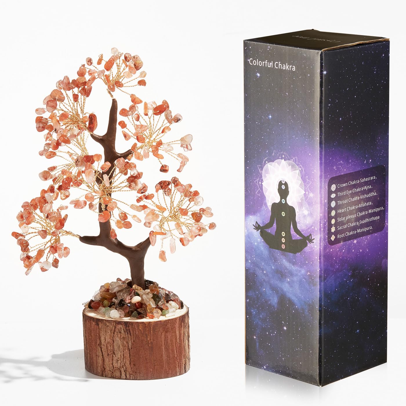 GUJOXILA Carnelian Crystal Tree of Life Healing Crystals Gift for Women Carnelian Crystals Feng Shui Money Tree Ornament Red Spiritual Meditation Reiki Gifts Office Desk Home Decor