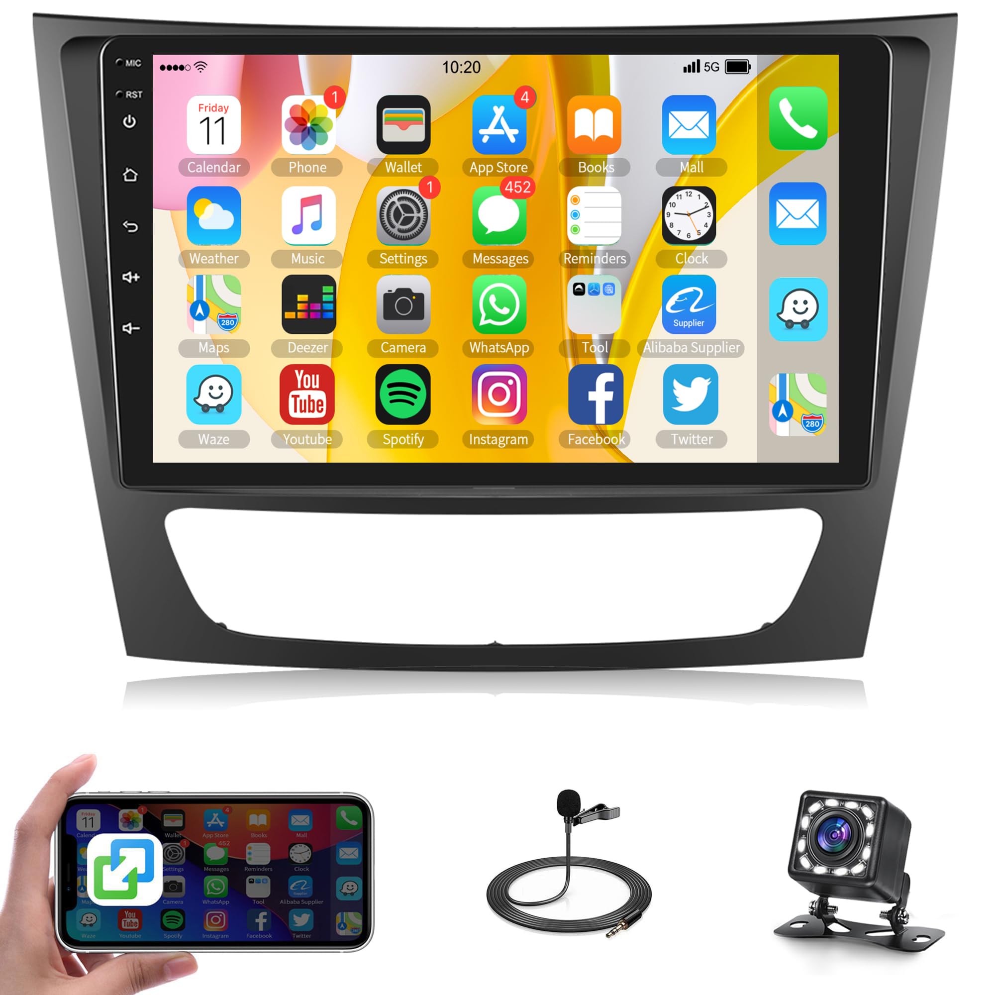 Photo 1 of Android Stereo Radio for Mercedes Benz E Class CLS W211 E200 CLS E320 E350 E500 W219 E220 E300 E240 2002-2010, Rimoody 9 Inch Touch Screen GPS WiFi Mirror Link BT/FM/RDS EQ + Backup Camera