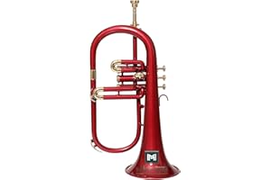 Indian Musical Instrument Flugel Horn 3 Valve, BB Pitch, Premium Quality Including Mouthpiece and Carry Case. (RED GOLD)