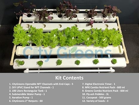 City Greens Nft Hydroponics System 30 Planter Kit Suitable For All Indian Exotic Leafy Greens Complete Outdoor Nft Kit Amazon In Garden Outdoors