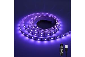 6.6FT UV Light Strip,120 LEDs Black Light LED Strip with Switch,Powered by USB,5V UV LED Strip Lights for TV Backlight, Hallo